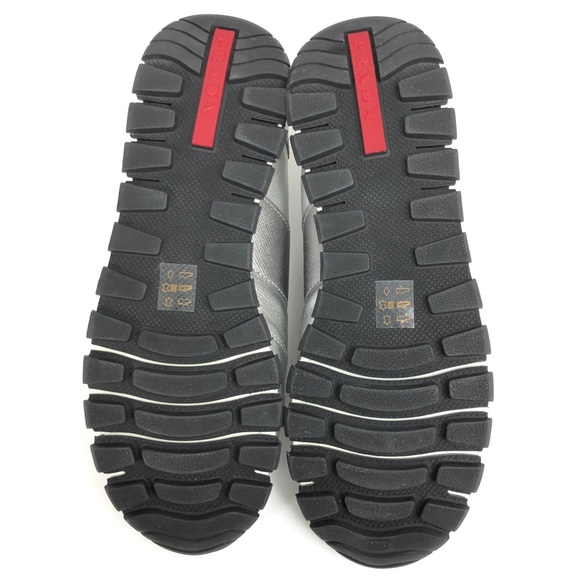 Prada silver leather lace up sneakers - Picture 5 of 11